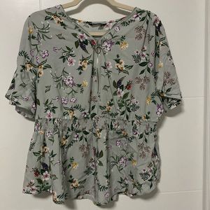 BLOOMCHIC Zipper Front Peplum Blouse - US16